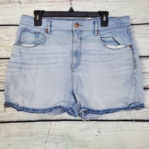 LOFT Women’s Light Wash Jean Shorts Size 12 High Rise Frayed Hem Casual Summer